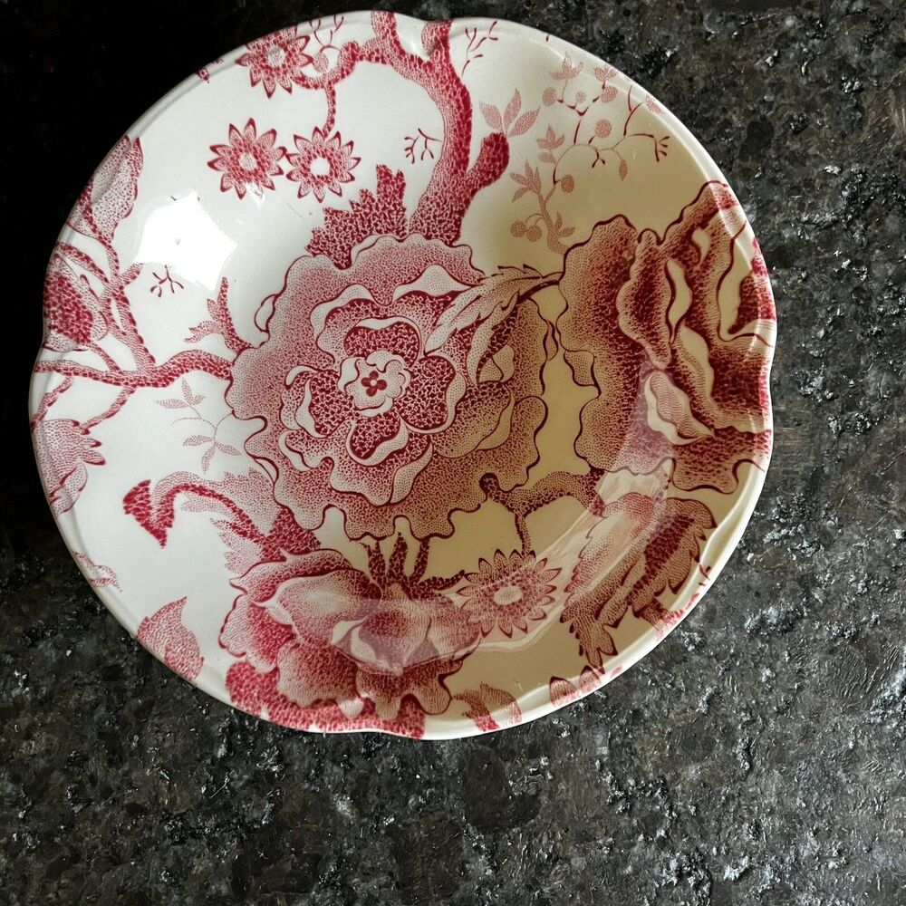 Johnson Brothers English Chippendale Red Pink 5.25” Fruit Dessert Sauce Bowl